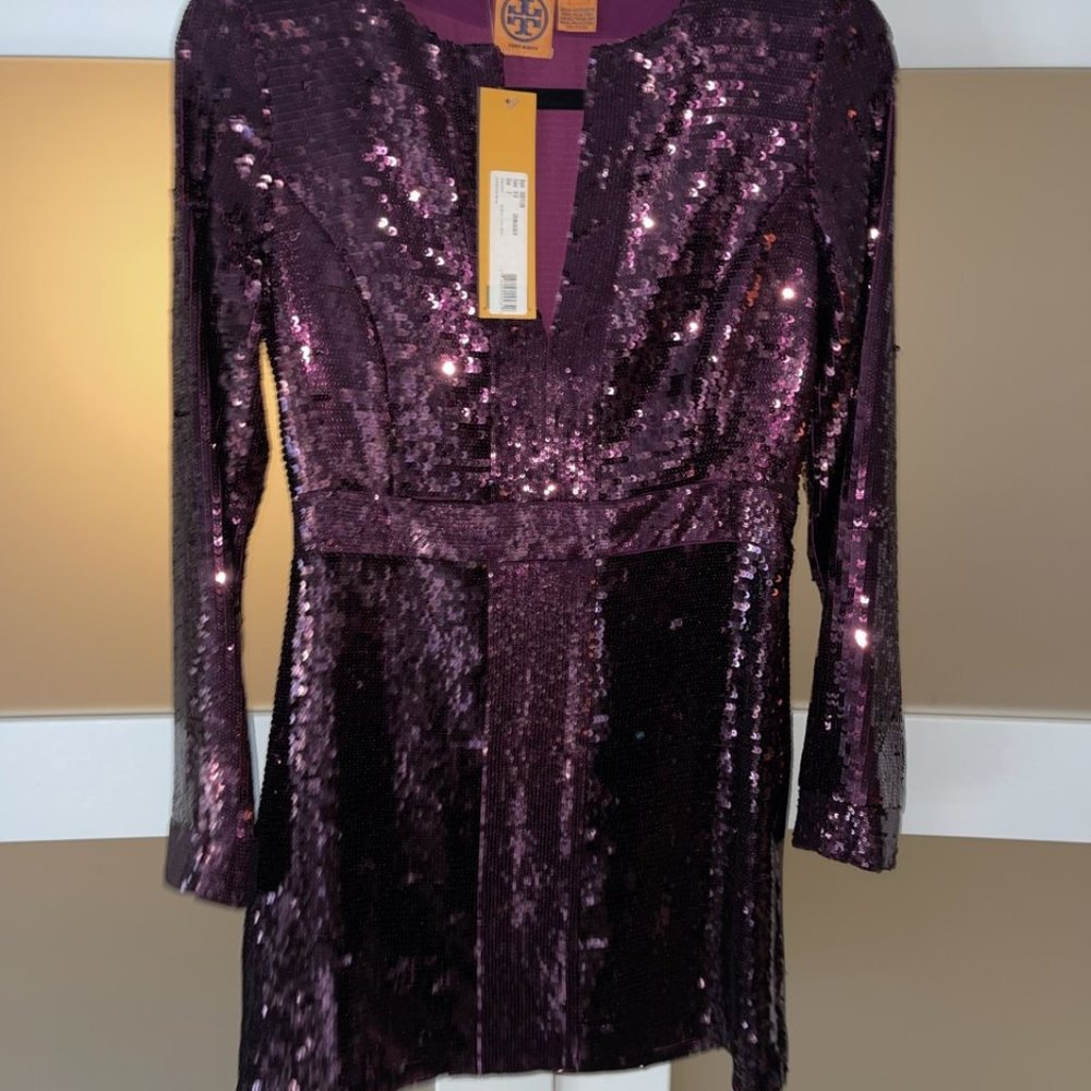 GORGEOUS Tory Burch Red Sequin Holiday Tunic Dress
